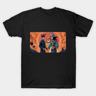 Spooktacular Halloween T-Shirt with Haunted House, Pumpkins, and Skeleton T-Shirt